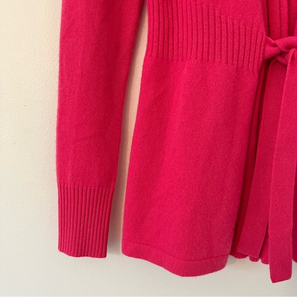 J. McLaughlin 100% Cashmere Hot Pink Front Tie Sweater Cardigan Shawl Neck - Picture 8 of 16